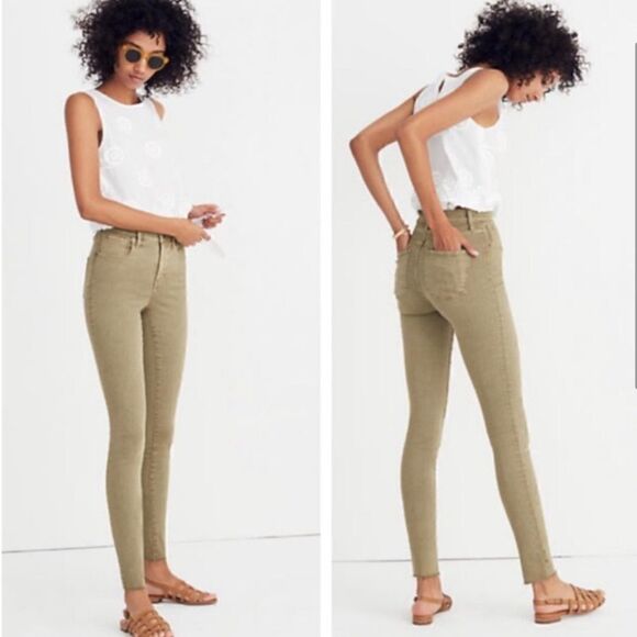 Madewell 9" High Rise Skinny Jean Green Raw Hem - Picture 14 of 14